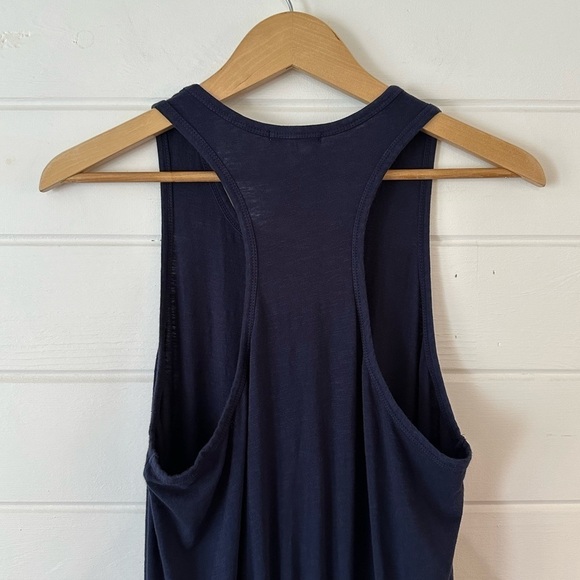 Sundry Anthropologie Ruched Racerback Navy Blue Tank Cotton Mini Dress Sz 3 (L) - Picture 9 of 11